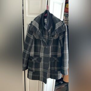 Black and Gray Plaid Coat